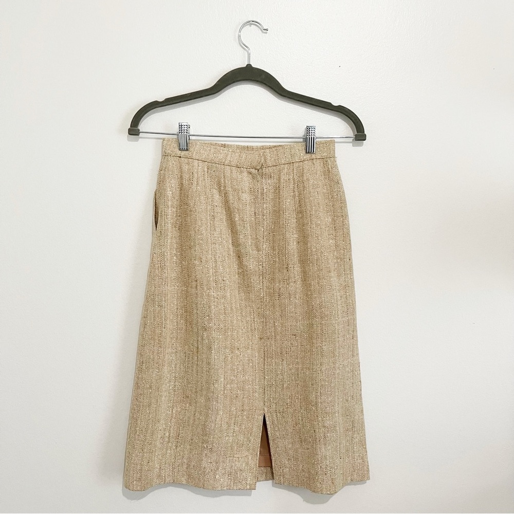 Bando Tailor Tweed Suit Set Jacket Skirt Tailored Brown-Beige Women’s Size XS - Picture 8 of 11